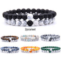 New Lovers Frosted Beads Long Distance Lovers Bracelet Silver Yang Lovers lava Stone Beads Bracelet
