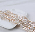 R.GEM. Genuine Real Baroque Baroque Rice Thread Drilled White Freshwater 7-8mm Loose Pearl Strands for DIY Jewelry Making