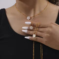 Fine Jewelry Necklaces 18k Real Gold Plated Flower Necklace Beaded Chain Dainty Sea Pearl Shell Stainless Steel Necklace