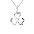 Unique 925 Sterling Silver Micro Pave CZ Hollow Heart Pendant Fine Three round Charm Necklace for Engagement or Wedding