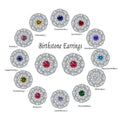 Elegant 925 Sterling Silver Birthstone Stud Earrings Natural Gemstone Fine Jewelry for Party