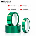 Green PET Silicone Tape for Powder Coating - Heat Resistant Adhesive No Residue Industrial Grade
