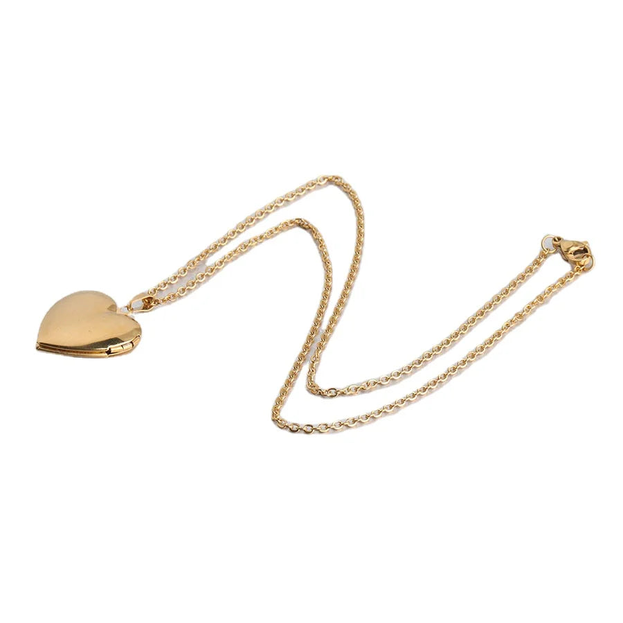 Can Open Stainless Steel Heart Shaped Necklace Heart Photo Locket Pendant Necklace Jewelry for Gifts
