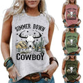 2025 Vintage Aztec Print Women's Sleeveless Round Neck Tops I-Shaped Vest on Sale