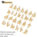 High Quality Rhinestones 18k Gold Stainless Steel Zircon Diamond Letters Charms Pendant A-z Alphabet 26 Lettering Jewelry Making