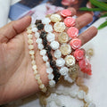 SP4208 Hand Carved Double Face White MOP Shell Mother of Pearl Carved Rose Flower Beads for Jewelry Making DIY Craft Supplies MegaBDM