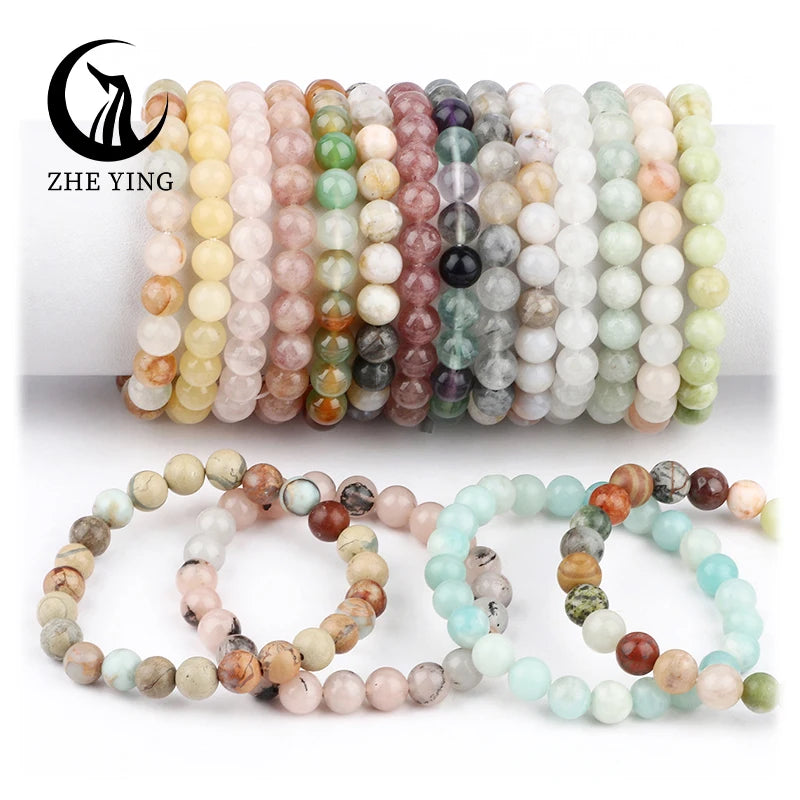 Zhe Ying Natural Healing Stone Bead Bracelet Healing Bracelet Jewelry Crystal Bracelets Healing Natural Stone