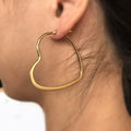 ES1022 IPG Gold Plating Heart Shape Hoop Earrings Vintage Trendy Stainless Steel Earrings for Party Gift