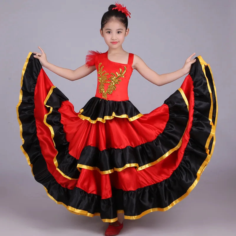 Children's Performance Costume Performance Spanish Bullfight Dance Large Swing Skirt