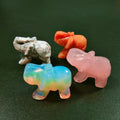 DIY 2 Inch Elephant Agate Crystal Semi-precious Stone Carving Elephant Mixed Stone Animal Ornaments Crafts Elephant Carving