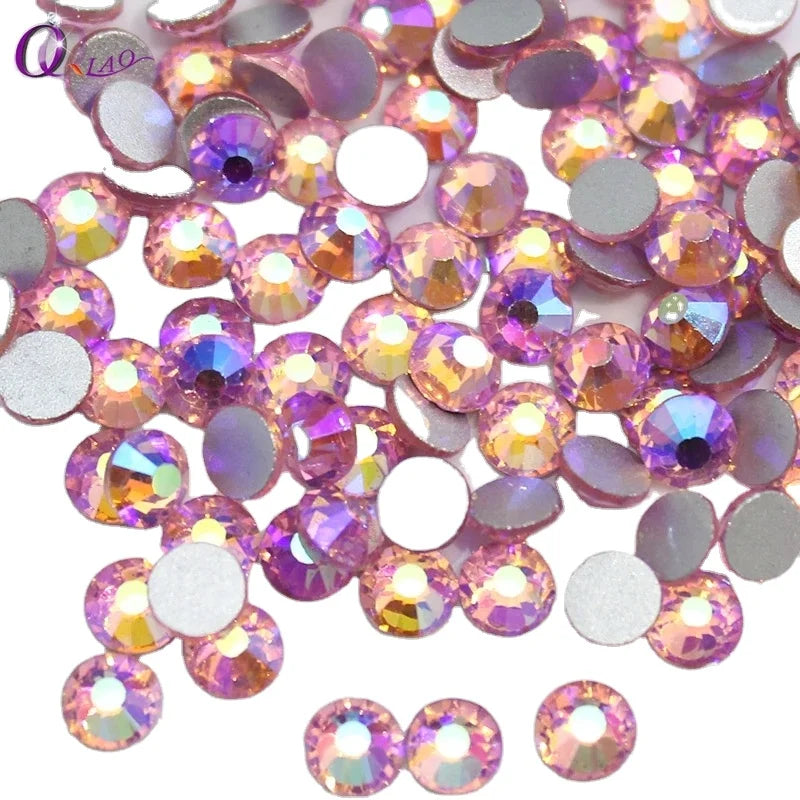 Light Rose AB Rhinestones Flat Back Non Hotfix Glitter Art Design StoneDIY 3d Garment Decorations Supplies Nail Gem