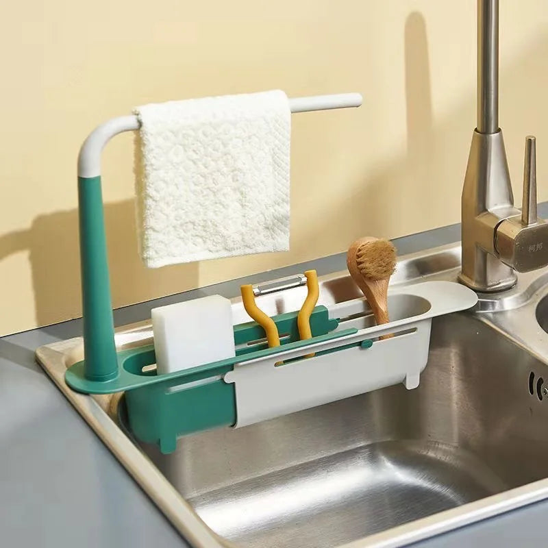 Sink Shelf Soap Sponge Drain Rack Storage Kitchen Storage Rack Telescopic Sink Storage Rack