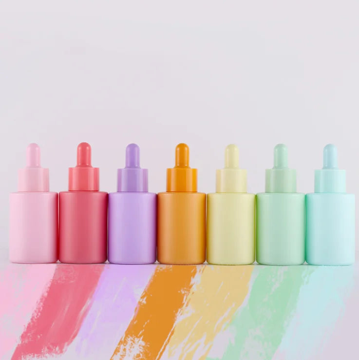 New Design Round Shape 30ml Luxury Hair Oil Pink Glass Dropper Bottle Cosmetic Dropper Essential Oil Bottle
