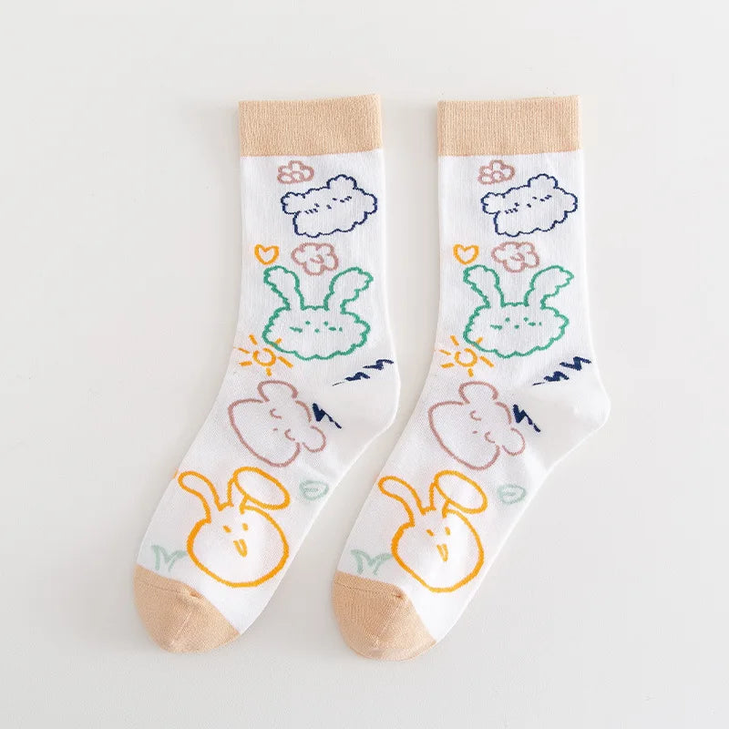 Cute Animal Yellow Duck Women Girl Socks Wholesale Fashion Printed Logo Character Custom Quality Cotton Autumn Knitted Sport