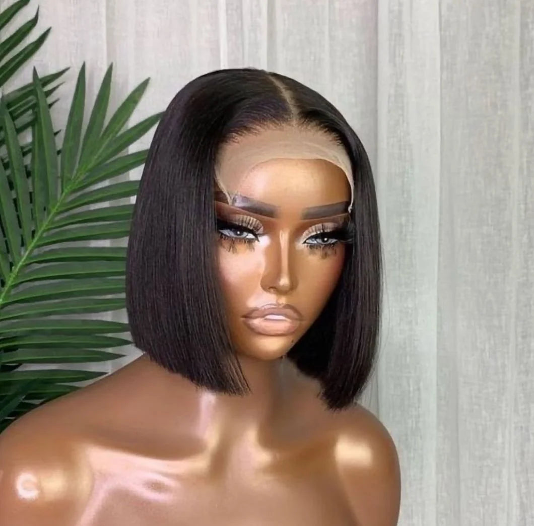 Vietnamese Hair SDD Short Bob Human Hair Wigs Women Bone Straight 4*4 Transparent Lace Closure Frontal Wig