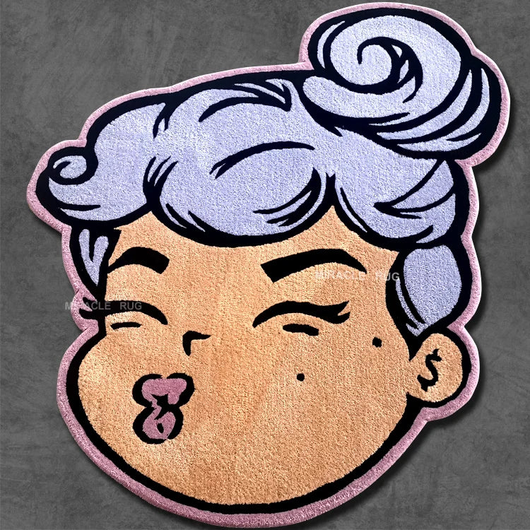 Custom Anime Cute Woman Carpets Handmade Cut Out Personal Design Rugs Popular