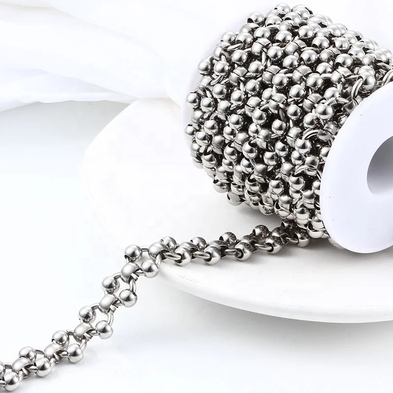 New Design Waterproof Stainless Steel Double Bead Chain Making Supplies Chain Diy Jewelry Accessories