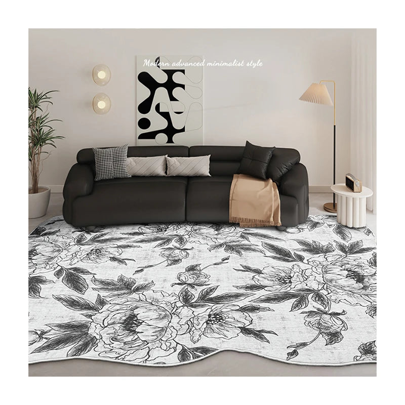 Faux Cashmere Modern Luxury Carpet Printed Flower Large Carpet Bath Mat