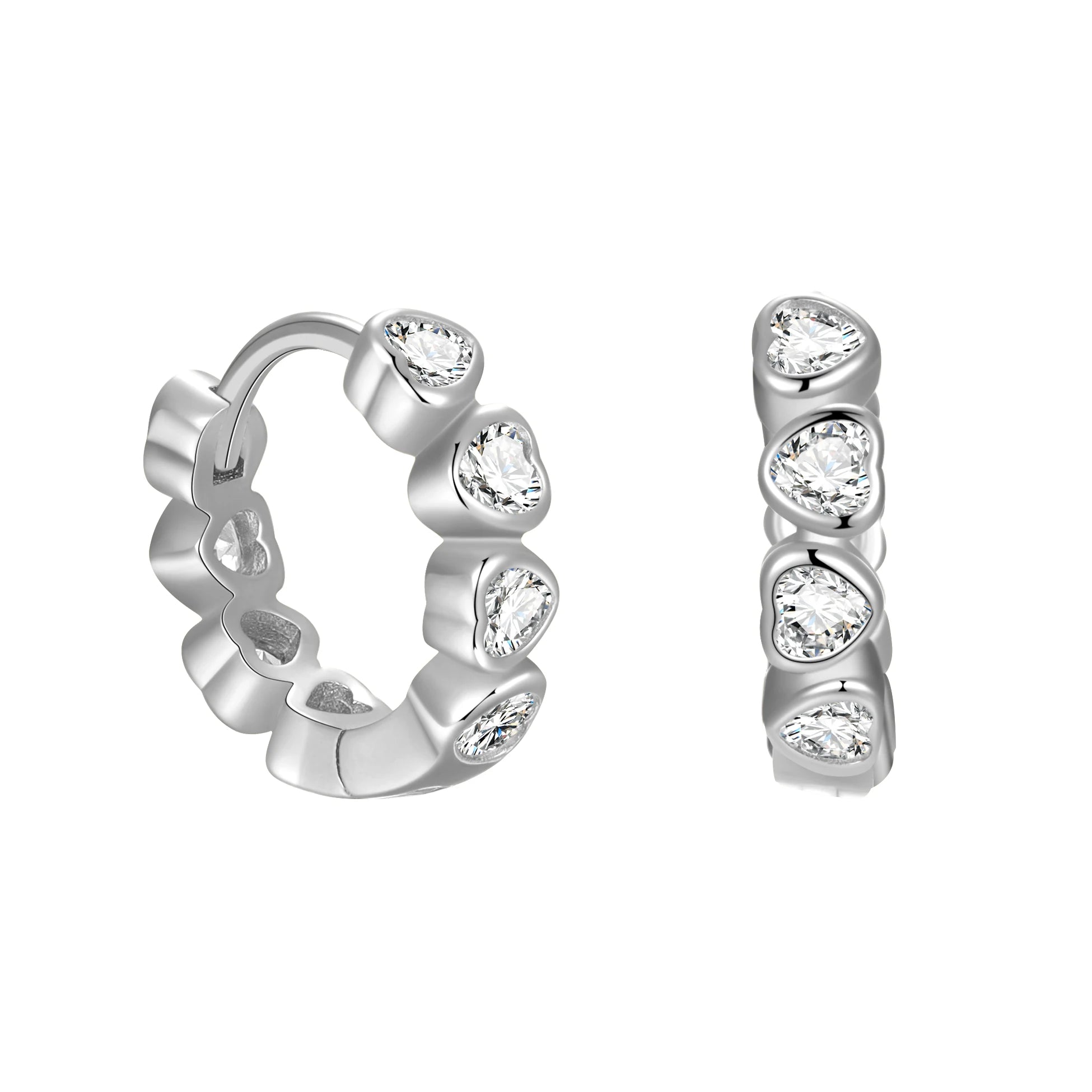 Cute Hoops 925 Sterling Silver CZ Heart Shaped Earrings Set Designer Love for Women Girl Gift Fine Jewelry Wholesale