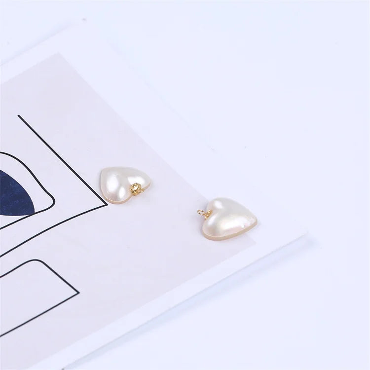 Hot Sale 13-14mm White Natural Loose Beads Pearl Heart Shape Freshwater Mabe Pearl