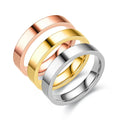 4mm Hip Hop Stainless Steel Ring Gold Plated Silver Black Rings Fashion Jewelry Accessory for Men and Women