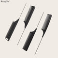 Wanmei Professional Heat Resistant Salon Metal Pin Tail Antistatic Comb Hard Carbon Highlight Cutting Comb Hair Trimmer Brushes