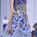 Hot Selling Haute Couture Fashion Royal Blue Floral Dress Embroidery French Lace Fabric