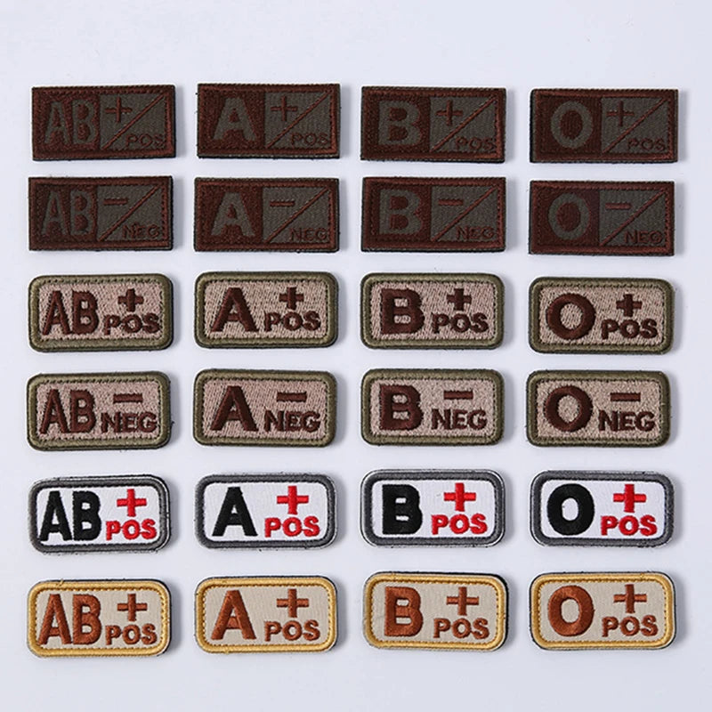In Stock Handmade Eco-Friendly Embroidered Fabric and PVC Hook and Loop Blood Type Patches for Hats and Outdoor Use