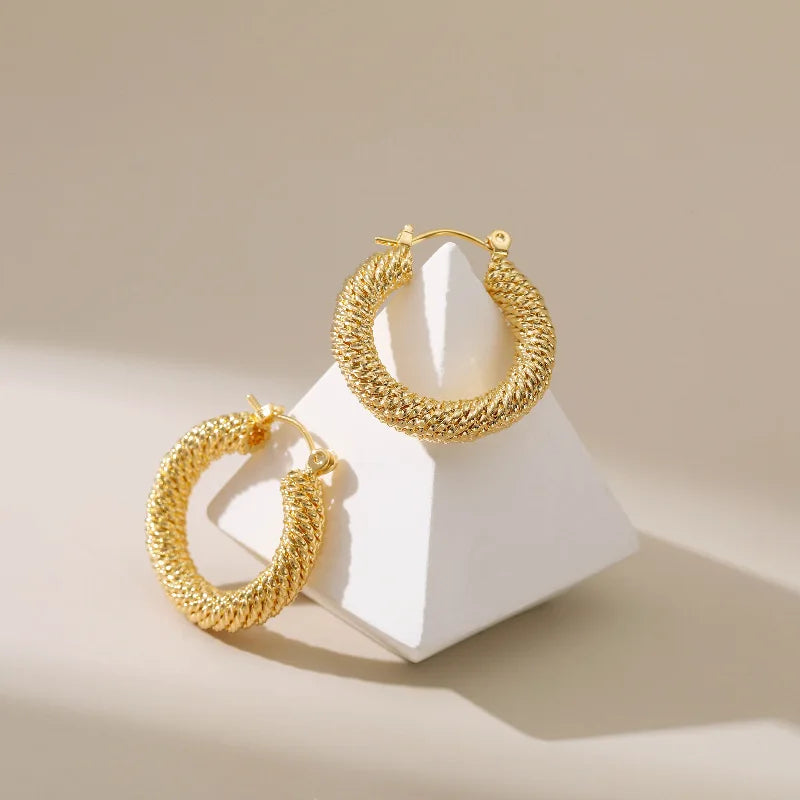 Retro Jewelry Double Twist Hoop Earrings Women Earing Jewelry