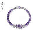 Flower Purple Light Luxury Bracelet Natural Amethyst Zircon 18k Gold Bracelet Fine Jewelry Bracelets and Bangles for Party