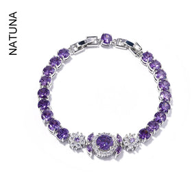 Flower Purple Light Luxury Bracelet Natural Amethyst Zircon 18k Gold Bracelet Fine Jewelry Bracelets and Bangles for Party