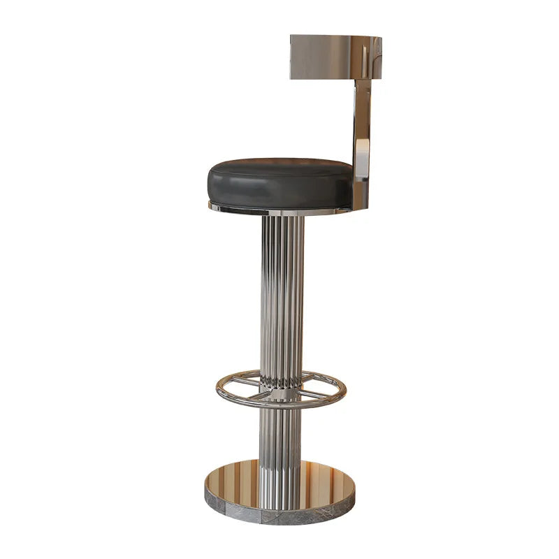 Premium Modern Bar Stool Creative Leather High Chair with Stainless Steel and Gold Adjustable for Home Bar Hotel or Dining