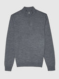 2023 WJH Custom Casual Style Long Sleeve Funnel Neck Merino Knit Anti-Shrink Winter Pullover Sweater for Men Front Logo