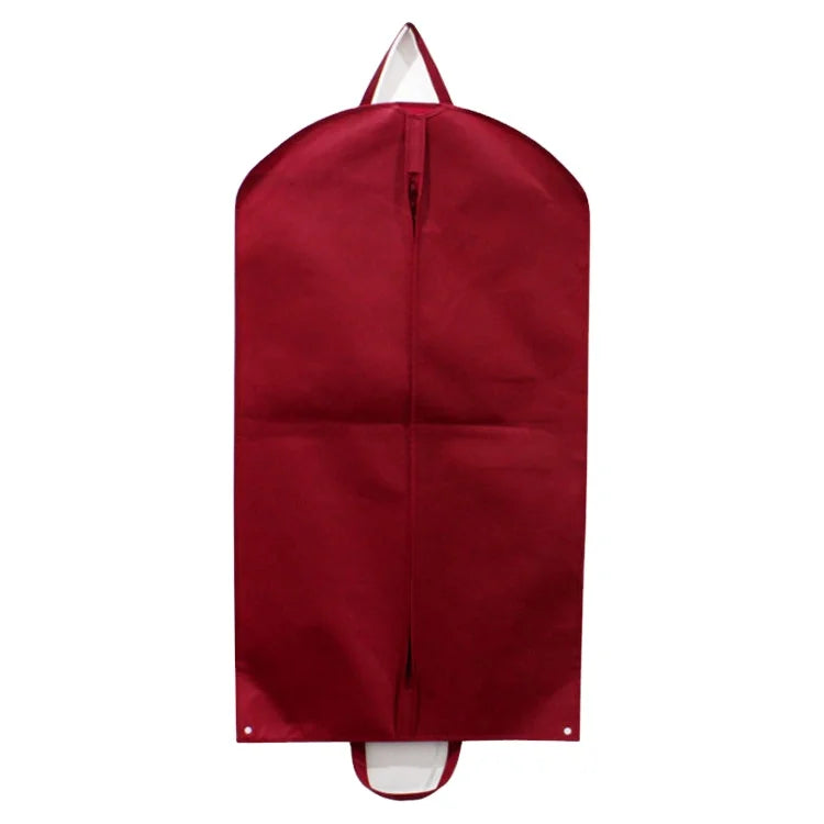 Wholesale Custom Red Nylon Non-Woven Foldable Garment Suit Cover Bag Wide Gusset Storage Zipper Promotional Cloth Dress Bag