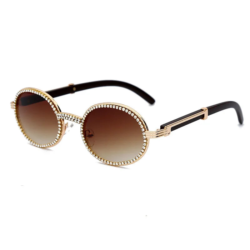 GWTNN Gafas De Sol Men New Luxury Women Oval Crystal Punk Glasses Fashion Eyewear UV400 Vintage Round Diamond Sunglasses