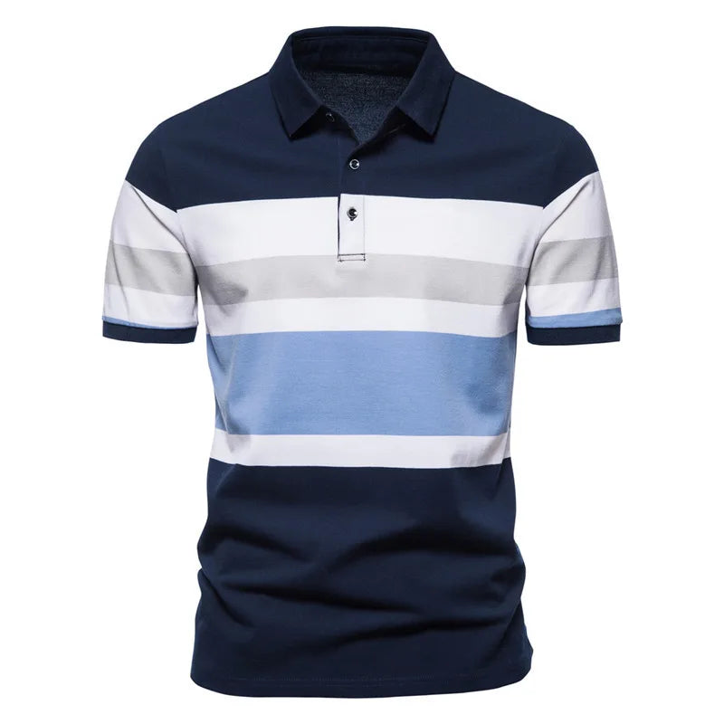 Men Polo Men Shirt Short Sleeve Chest Three Stripe Color Wholesale High Quality Men's Clothing