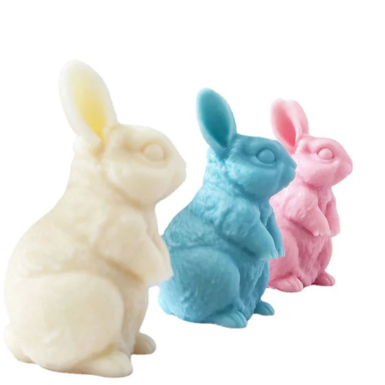 YS Cute Pet Vertical Ear Rabbit Candle Silicone Molds Handmade Chocolate Decoration  Aromatherapy Soap Cake Plaster Mould Tools