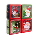 Square Christmas Tinplate Box Lever Cap 150x150x55mm Food Grade Window Design Cookie Candy Storage Custom Santa Print YXL Brand
