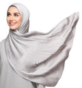 2022 New Stylish Plain Satin Pleated Shawl Shiny Silk Feeling Crinkled Scarves Hijabs Muslim Headscarf Islam Scarf Hijab