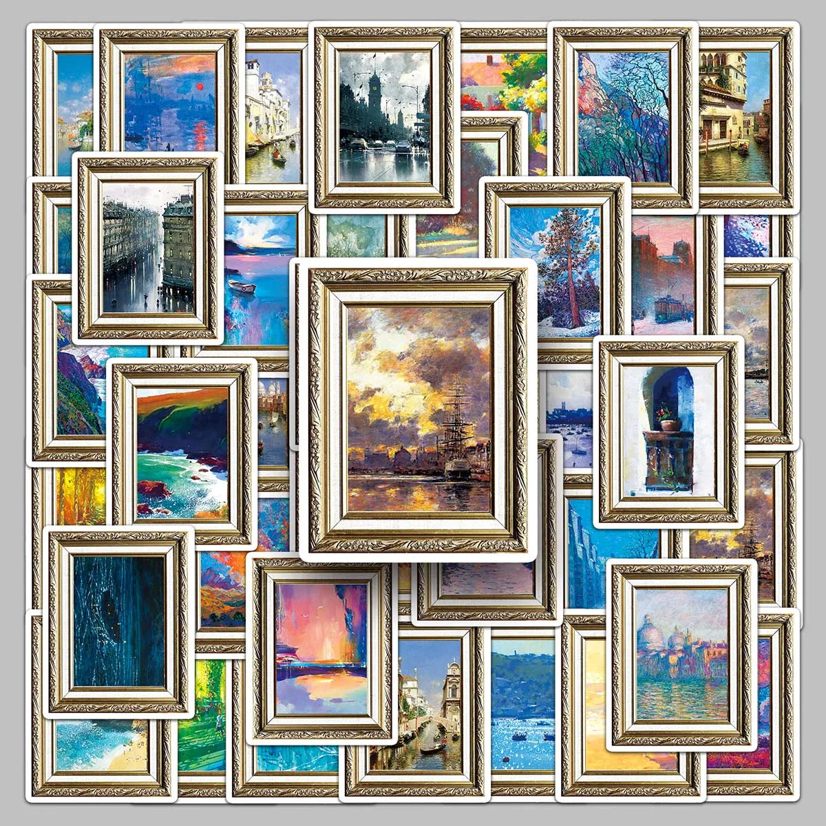 50PCS Factory-selling Mobile Phone Case Stickers Mounted Oil Painting Gattern Master Painting Stickers