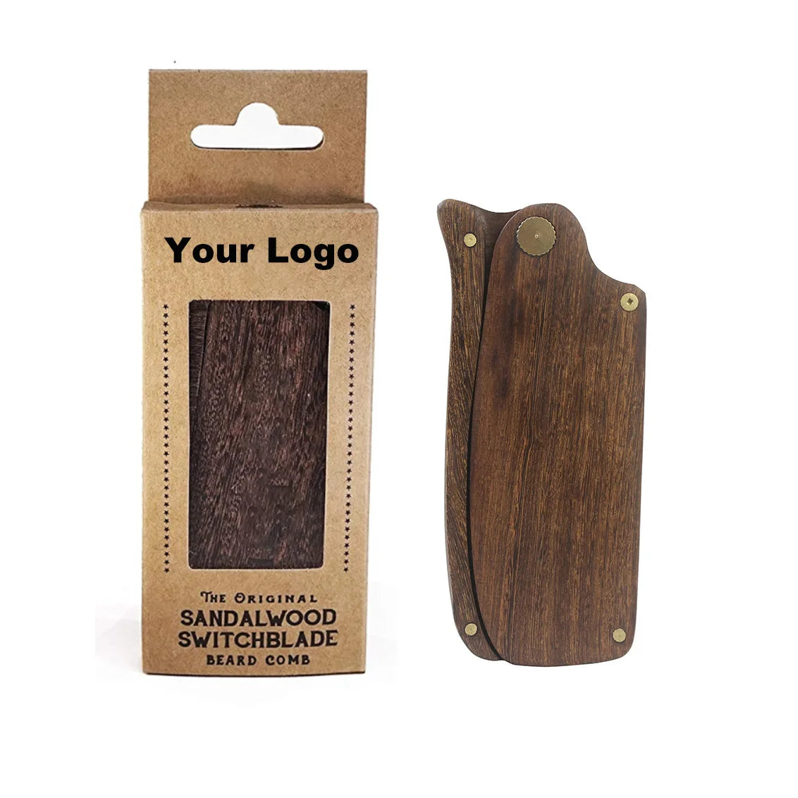 Factory Price Beard Folding Comb with Custom Logo for Men Men's Hair Mustache Styling Pocket Size Mini Portable Sandalwood Comb MegaBDM