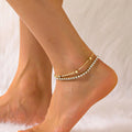 Fashion Summer  Peach Heart 18K Gold Plated  Ankle With Diamond Double Chain for Women