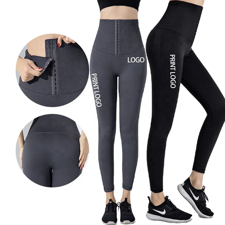 Custom Women Seamless High Waist Waist Trainer Yoga Leggings Training Workout Yoga Pants Fitness Gym Leggings
