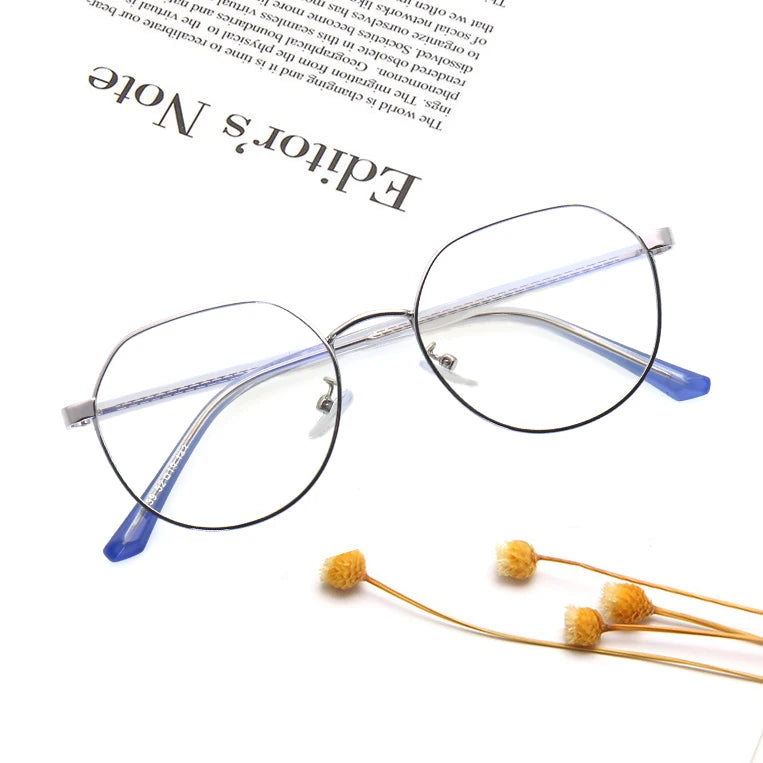 New Round Myopia Optical Prescription Eyeglasses Metal Frames Stock Women Eyewear