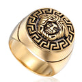 Ancient Greek Medusa Ring Stainless Steel Gold Color-plated Medusa Hiphop Unisex Ring