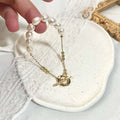 Girlsku New Trendy Baroque Freshwater Pearl Bracelet 16cm OT Buckle Bracelet for Girls 7-8MM Half Moon Bracelet