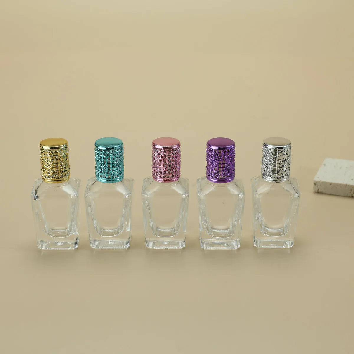 MUB Empty 15ml Ladder Shape Roller Glass Bottle with Metal Lid