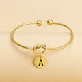 A-Z Alphabet Jewelry Trendy Stainless Steel Gold Plated Knot Initial Letter Bracelet Bangle for Women Anniversary