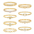 SP Korean Minimalist Copper 18K Gold Zircon Diamond Women Bangle Adjustable Bracelet