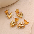 High-End Elegant 18K Gold Plated Stainless Steel Heart Shape Pearl Studs Earrings
